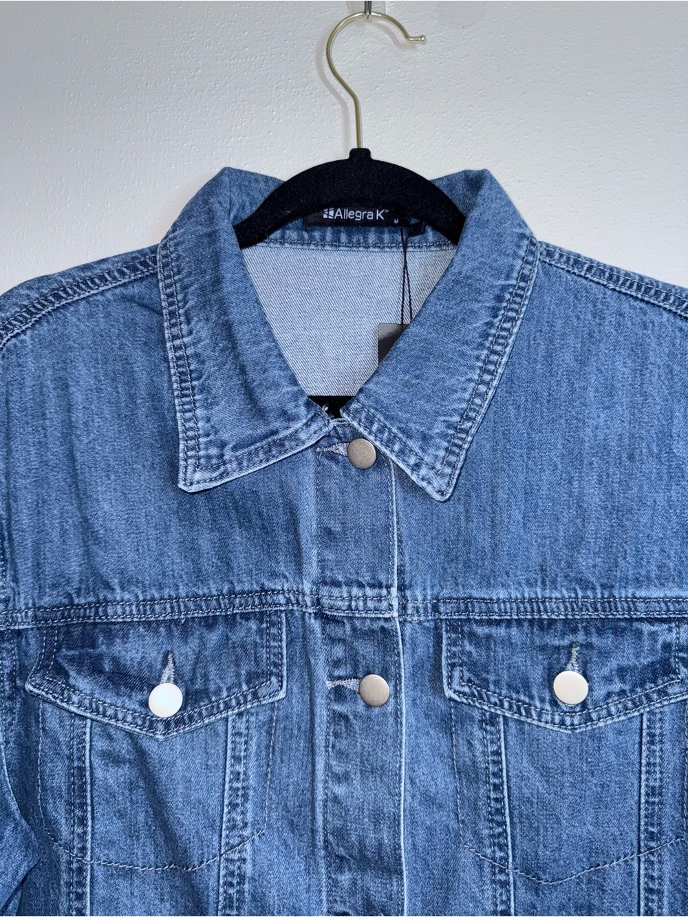 Allegra K Oversized Denim Jacket Medium Wash Button Jean NWT New Medium Women’s - Picture 2 of 10